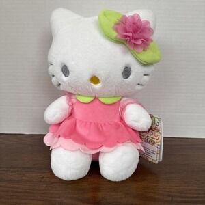 Hello Kitty SANRIO Licensed Plush Stuffed Animal Pink Dress White Cat NWT